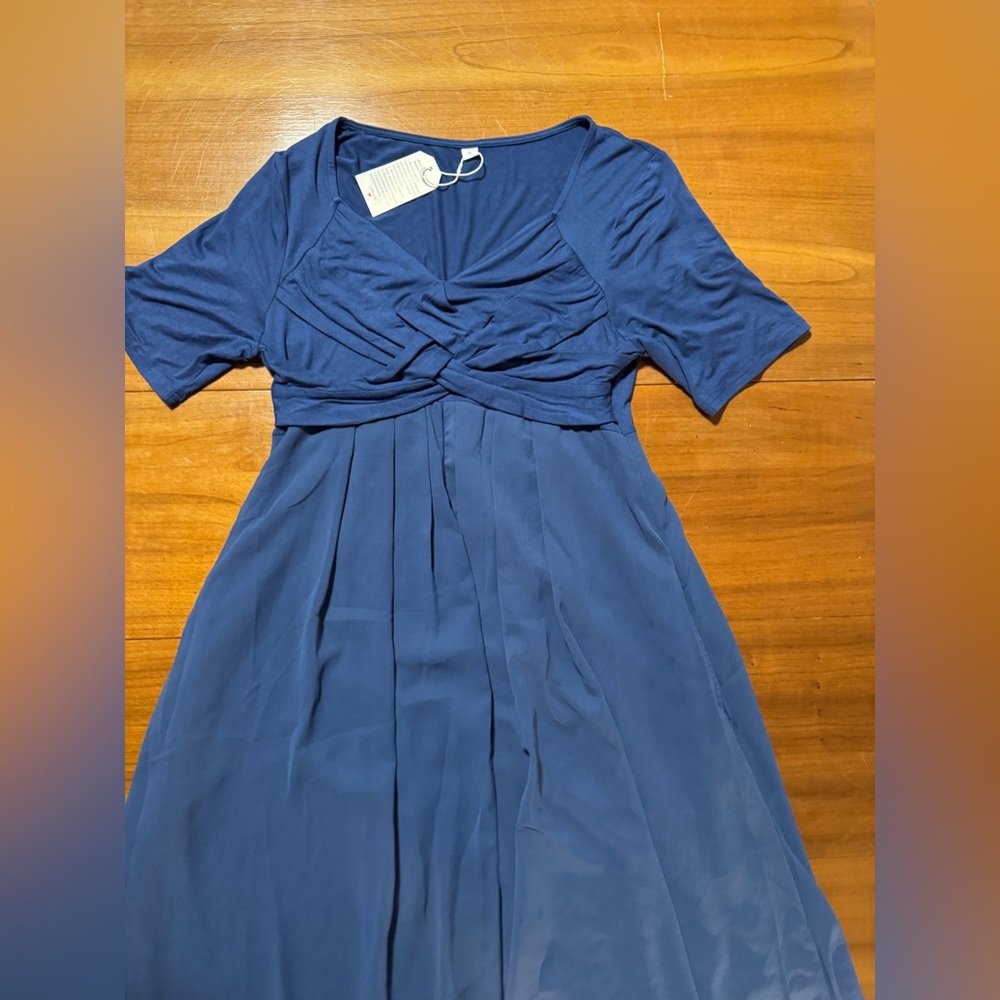 Elegant Blue Women's Dress Size Large NWT